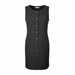 Talbots Petites Dress 6P Gray Button Front Sleeveless Stretch Sheath Jumper